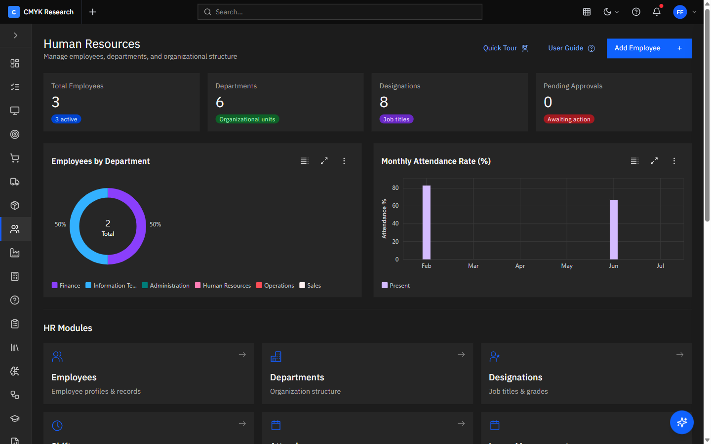 Carbon ERP HR screenshot