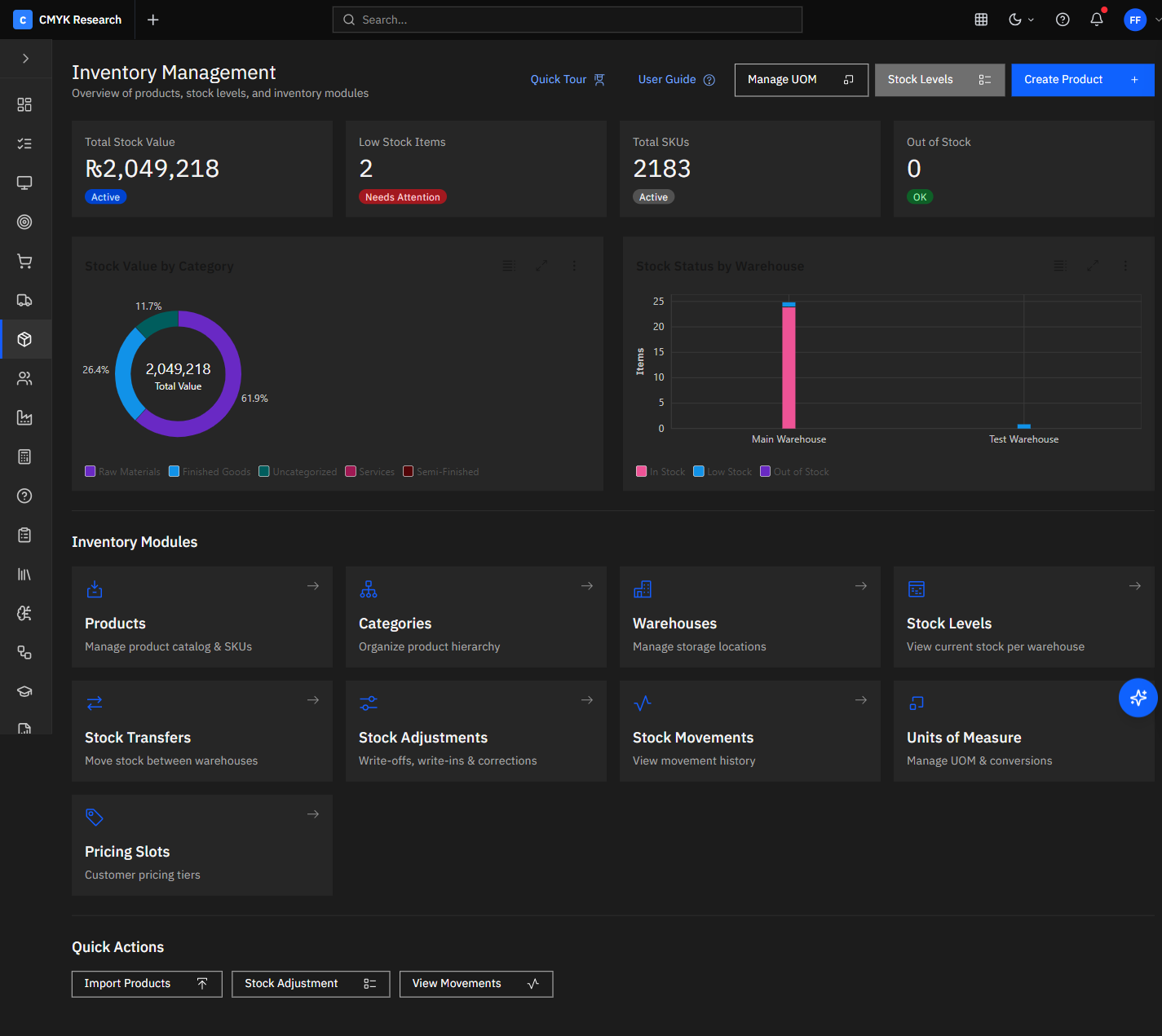 Carbon ERP Inventory screenshot