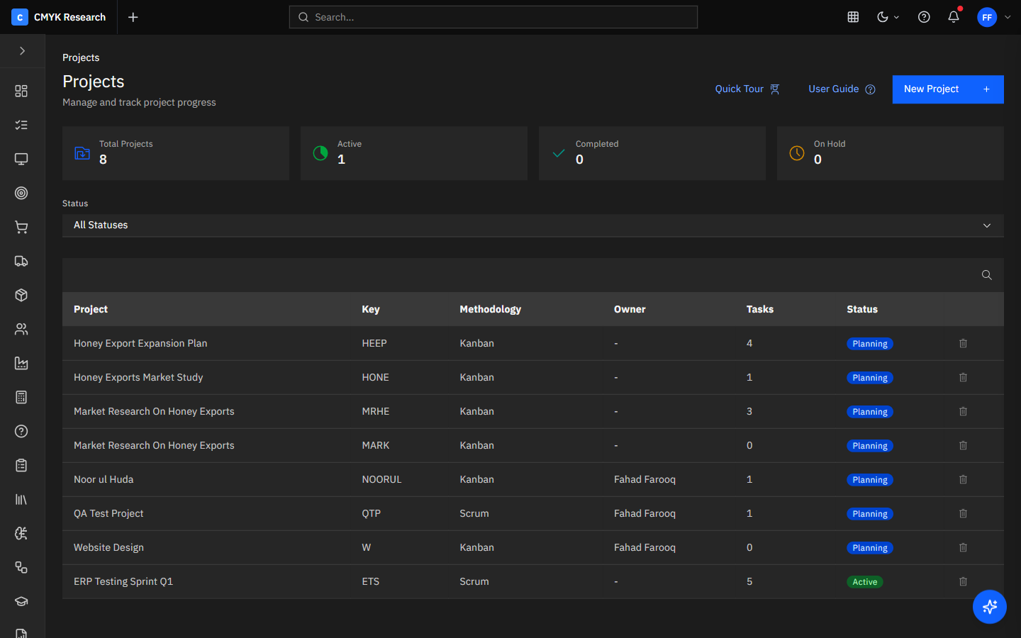 Carbon ERP Project Management screenshot