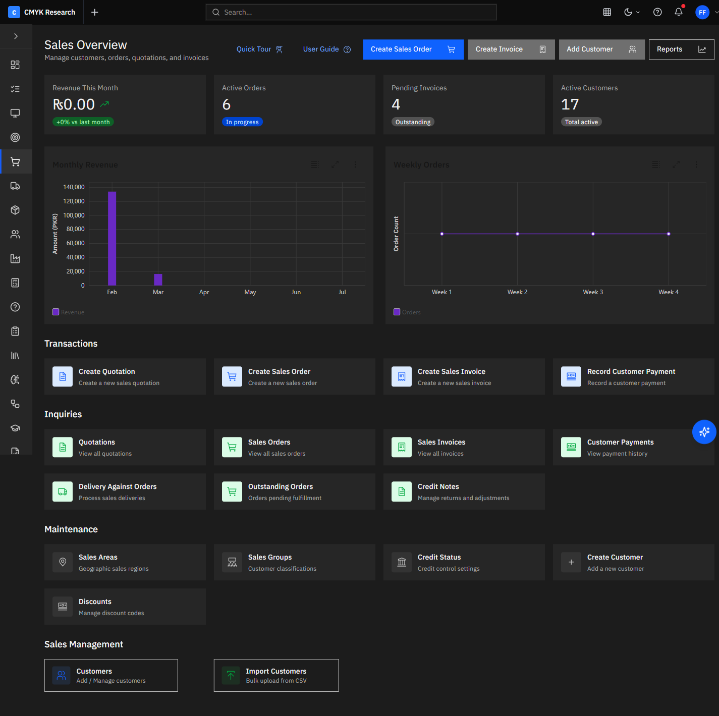 Carbon ERP Sales & Invoicing screenshot